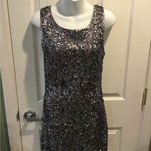 Amber Silver Black Sequins Dress Sz L